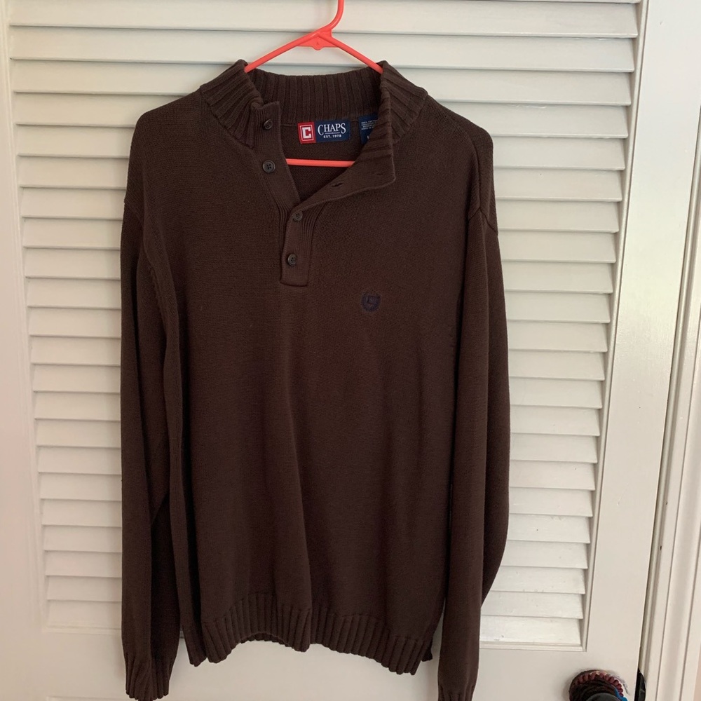 Brown chaps button front sweater